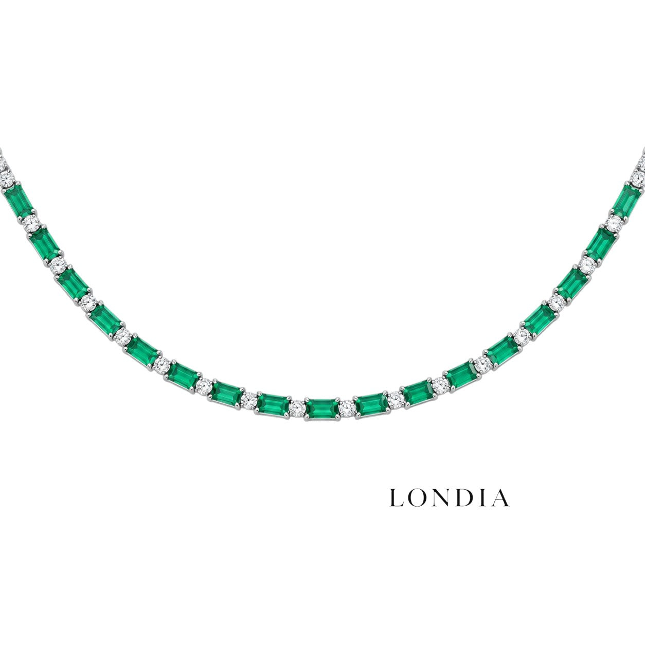 2.15 Ct. Natural Diamond and 9.65 Ct. Natural Emerald Necklace