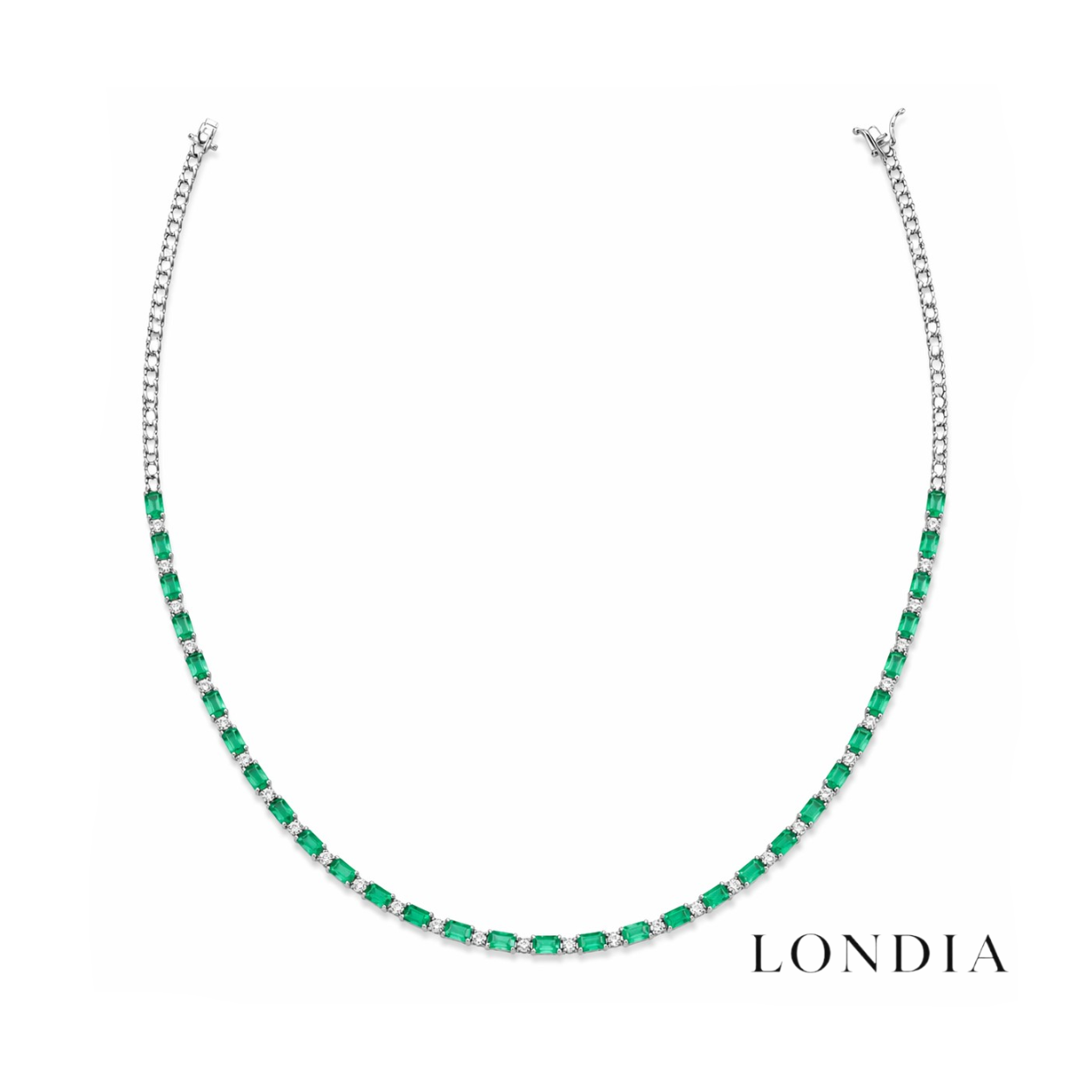 2.15 Ct. Natural Diamond and 9.65 Ct. Natural Emerald Necklace