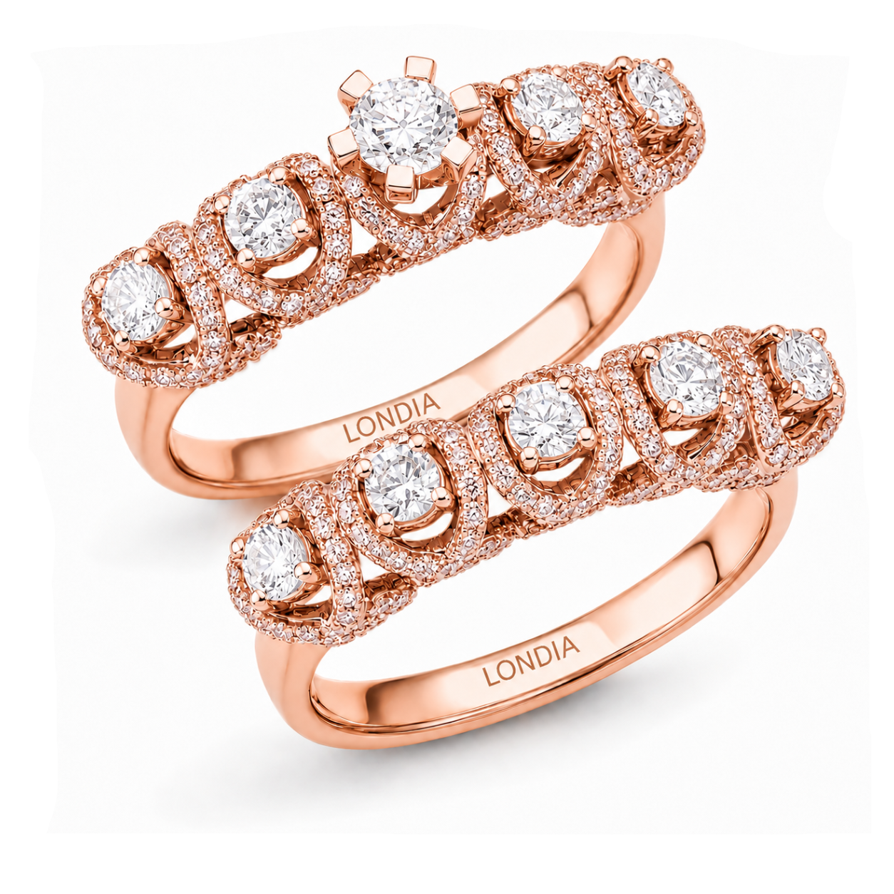 Natural Diamond Wedding Ring Set