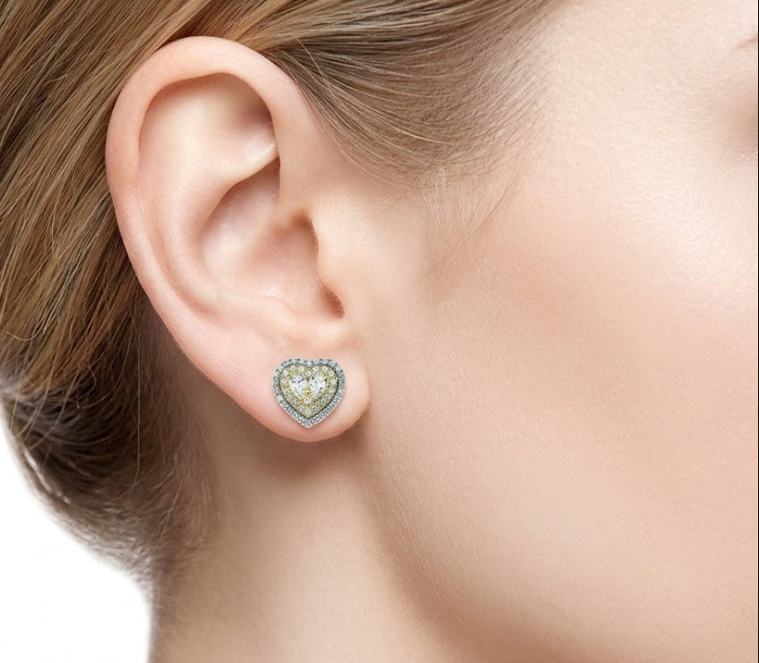 2.35 Ct. Natural Diamond Heart Design Jewelry Set in 14K Gold