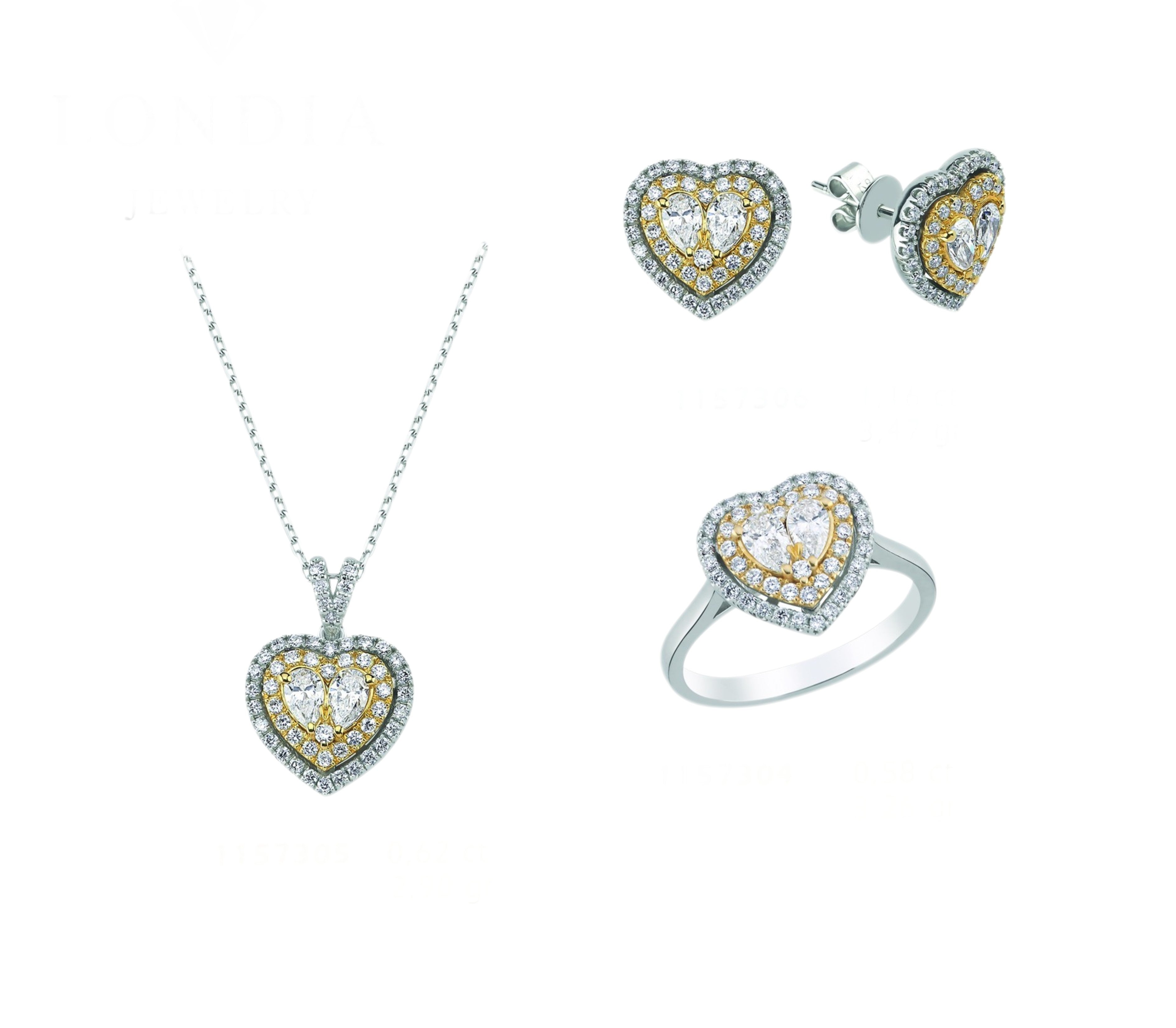 2.35 Ct. Natural Diamond Heart Design Jewelry Set in 14K Gold