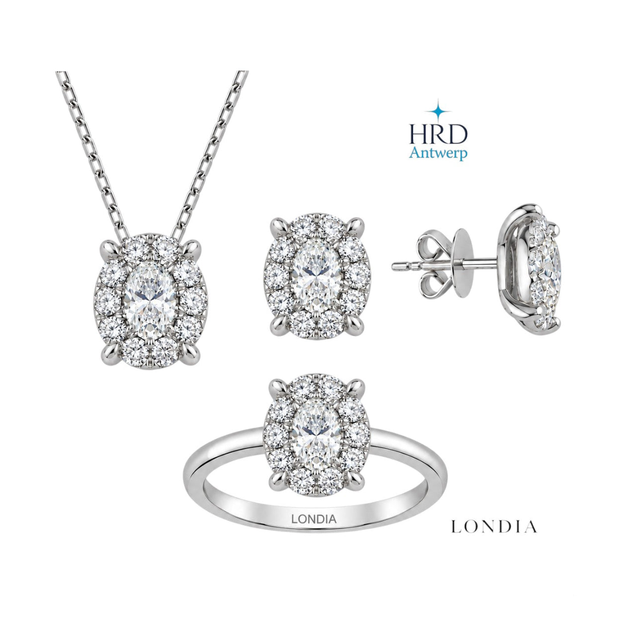 2.35 Carat Natural Diamond Magic Oval Bridal Set