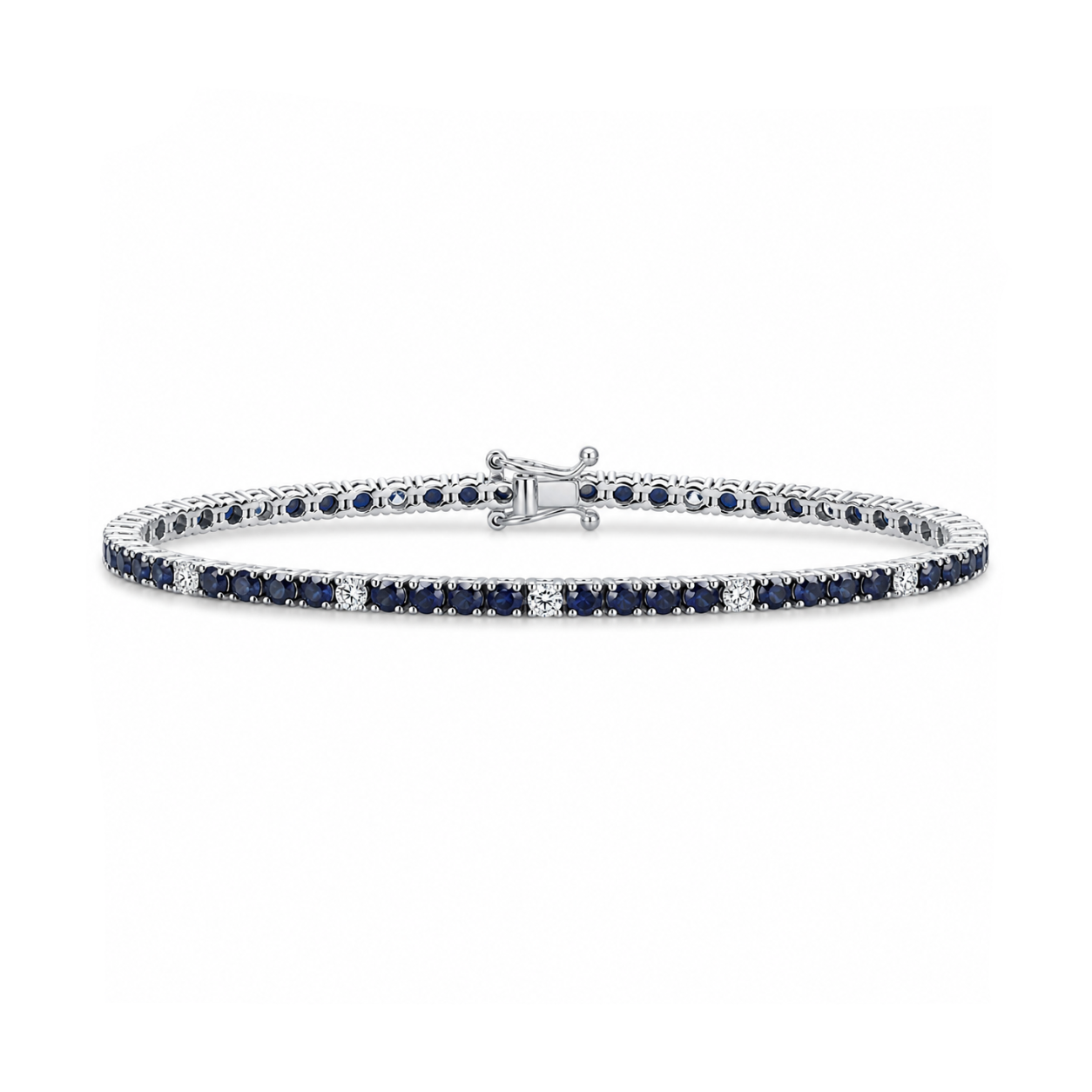 2.35 Carat Natural Sapphire and 0.40 Carat Natural Diamond Tennis Bracelet