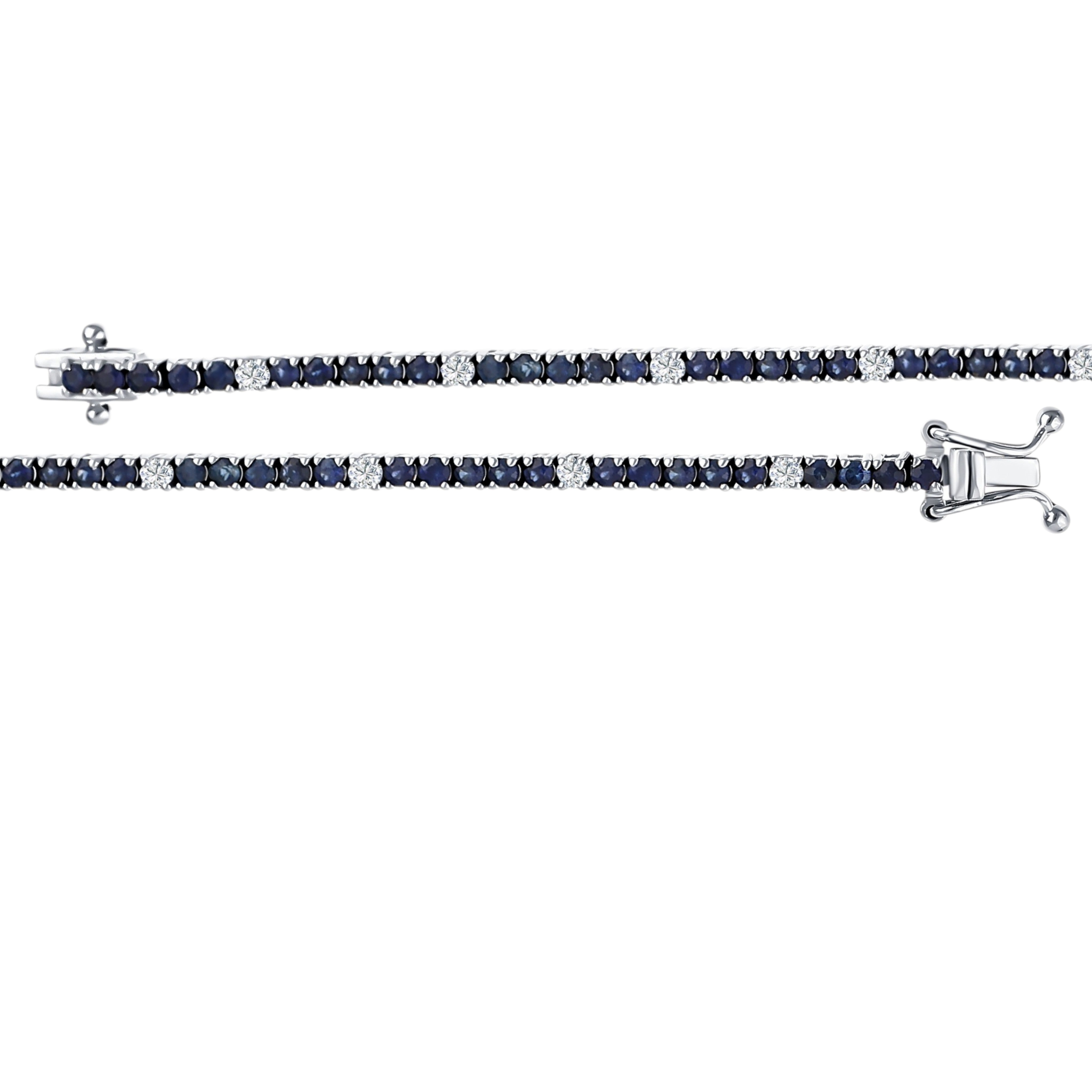 2.35 Carat Natural Sapphire and 0.40 Carat Natural Diamond Tennis Bracelet