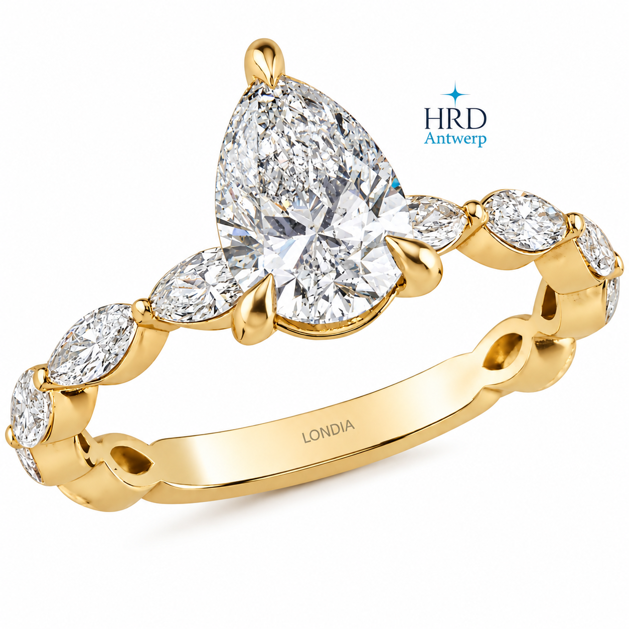 2.45 Ct. Natural Pear Diamond Marquise Design Solitaire Ring