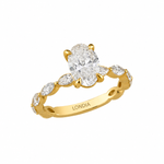 Natural Oval Diamond Side Stone Ring