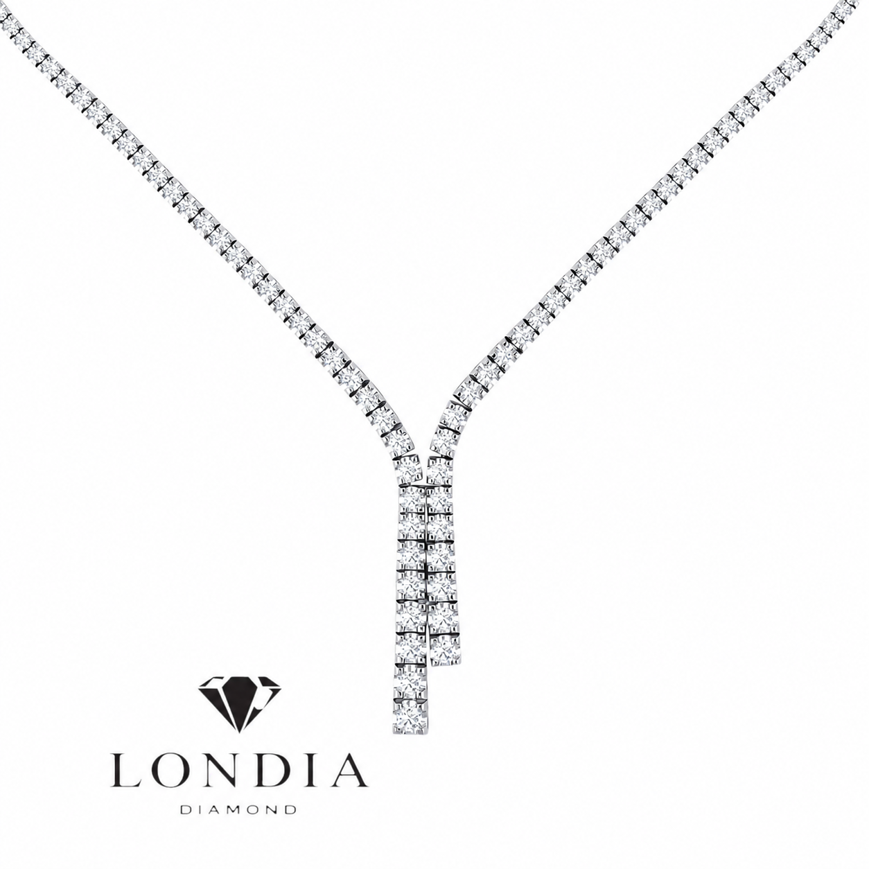 2.50 Carat Natural Diamond Clair Graduated Tennis Necklace