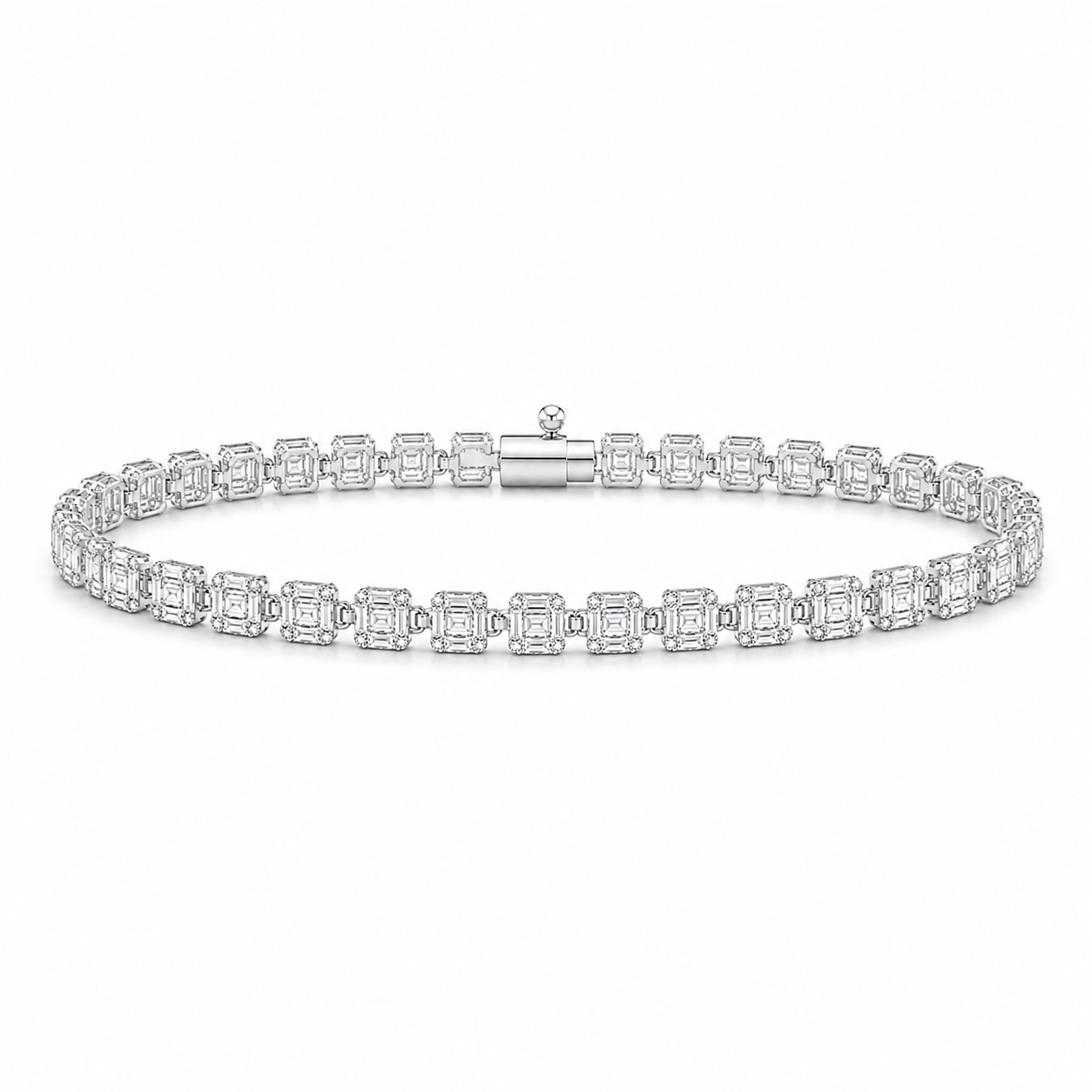 2.80 Carat Natural Diamond Baguette Design Tennis Bracelet