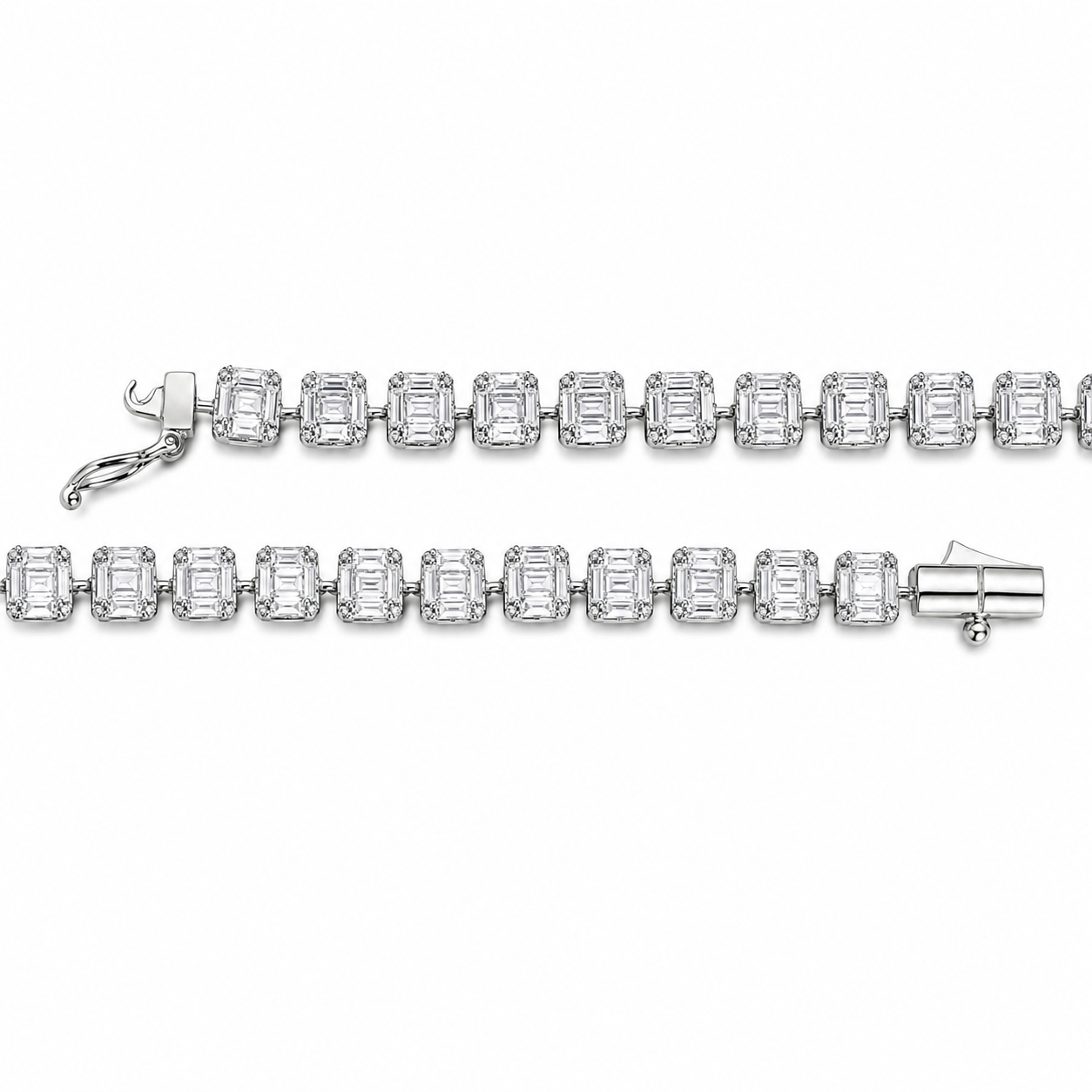 2.80 Carat Natural Diamond Baguette Design Tennis Bracelet