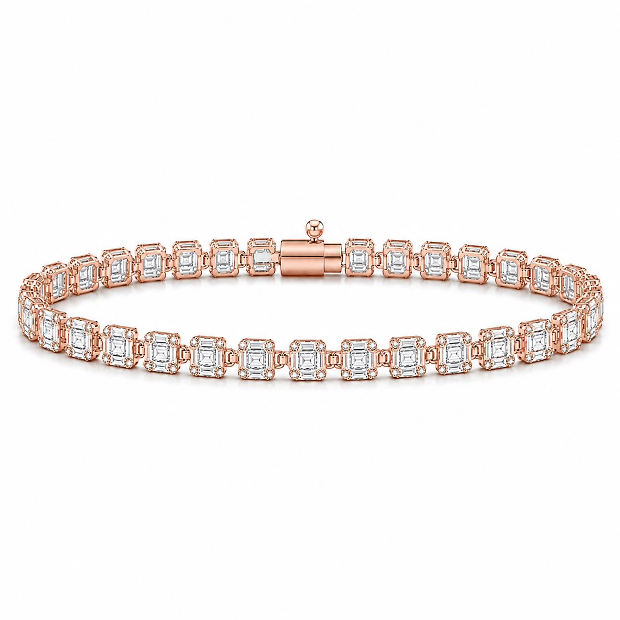 2.80 Carat Natural Diamond Baguette Design Tennis Bracelet