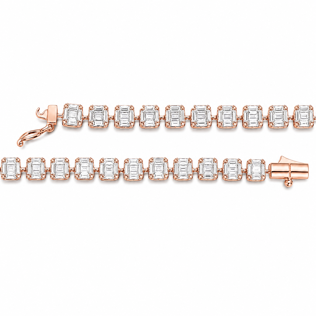 2.80 Carat Natural Diamond Baguette Design Tennis Bracelet