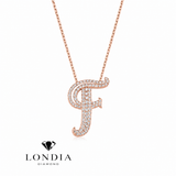 Personalized Royal F Initial 0.50 Carat Natural Diamond Necklace