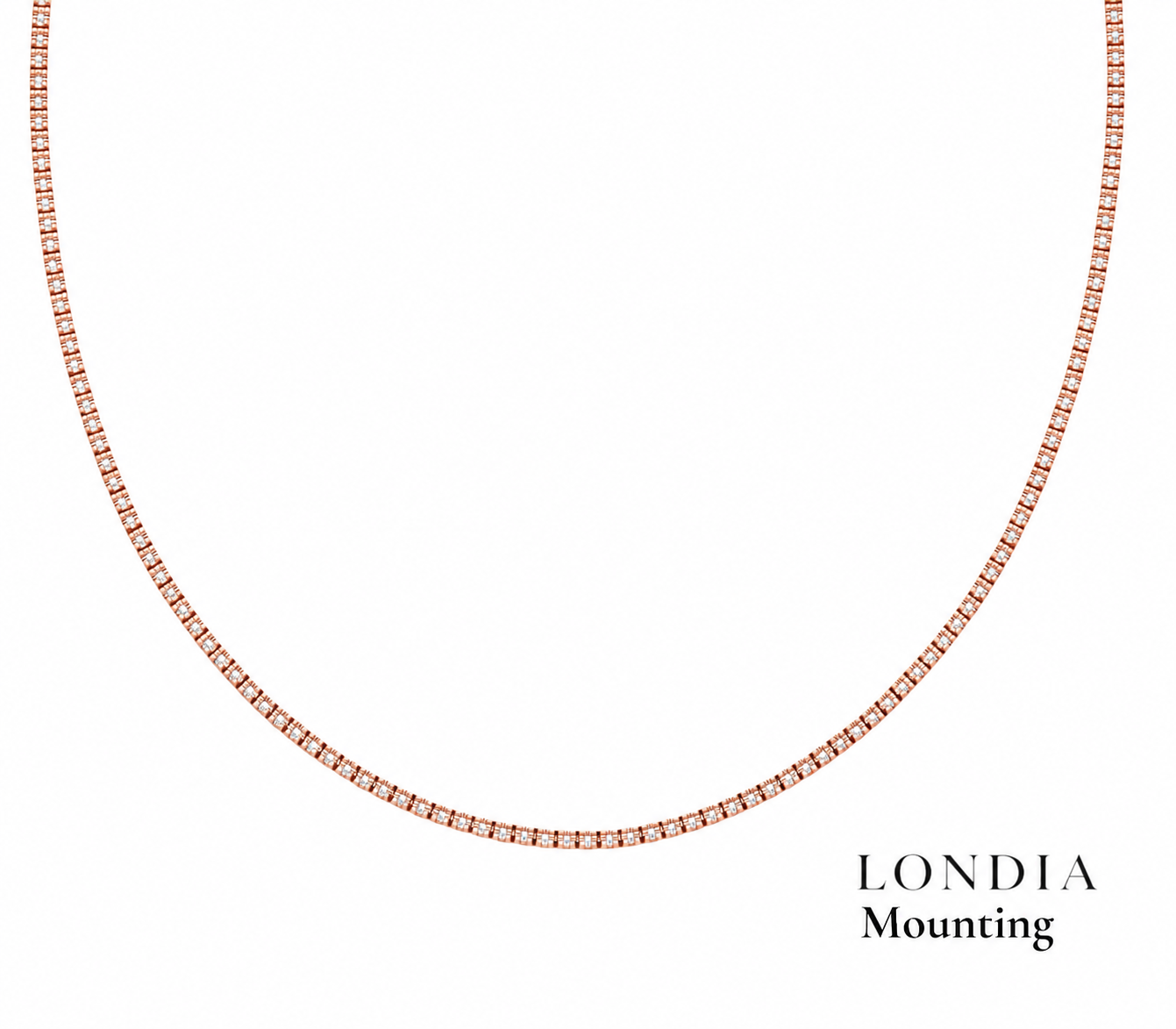 2,00 Mm 4.70 Ct. Mounting Tennis Necklace 14K Gold