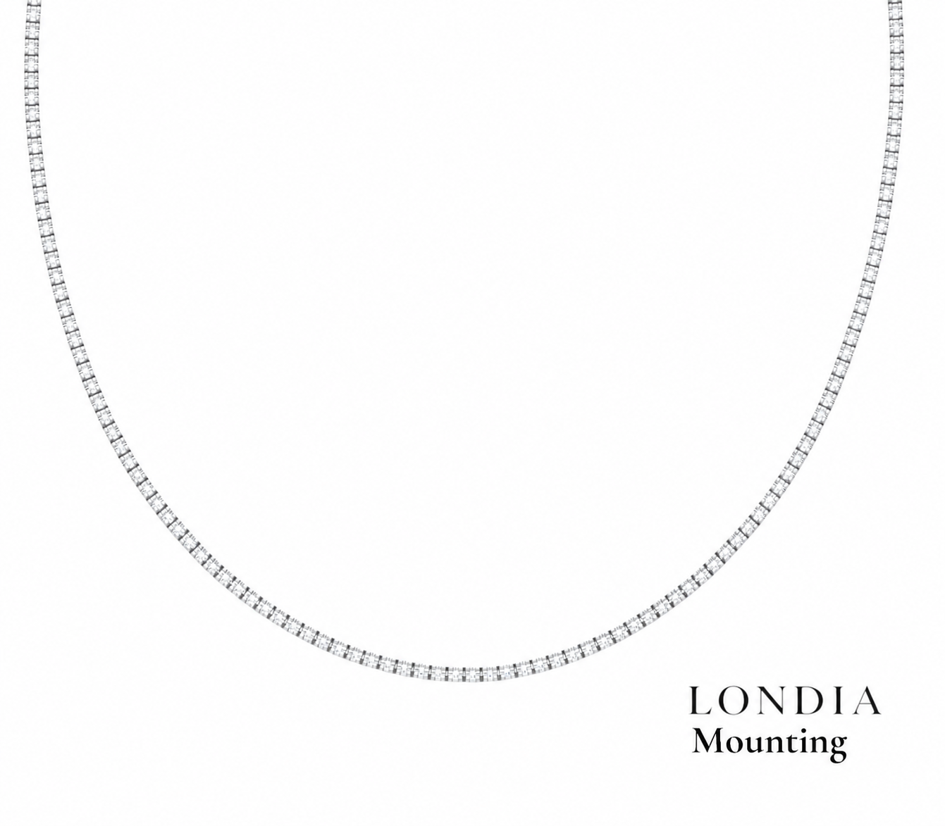 2,00 Mm 4.70 Ct. Mounting Tennis Necklace 14K Gold
