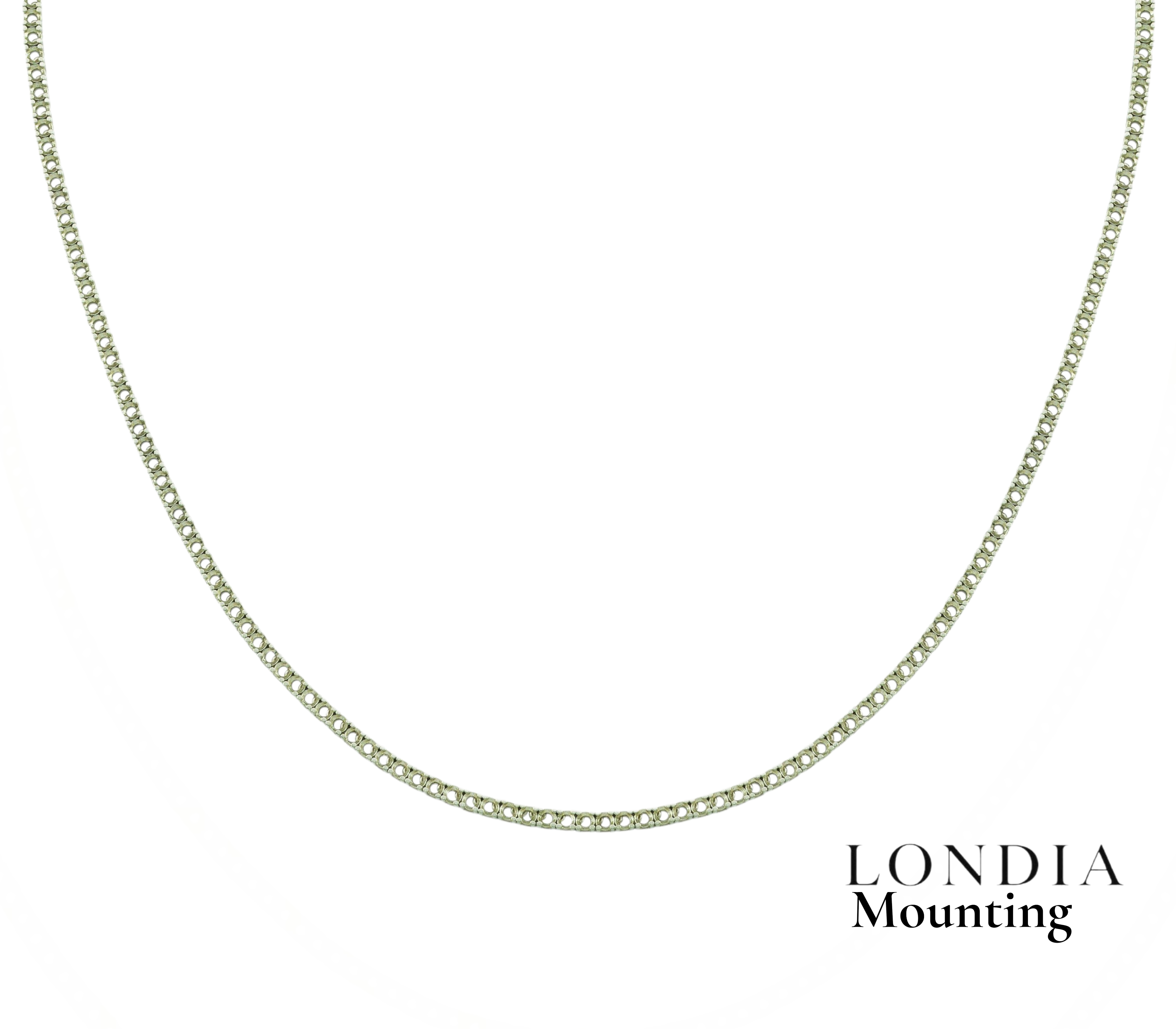 2,00 Mm 7,40 Ct. Mounting Superlight Tennis Necklace 14K Gold