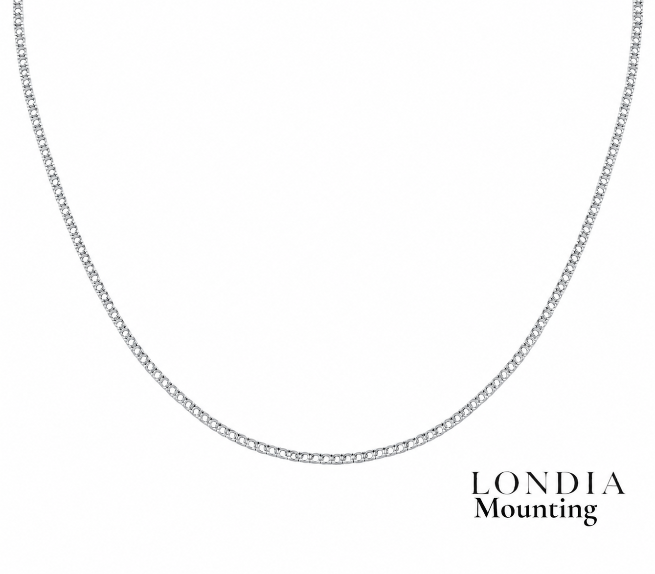 2,00 Mm 7,40 Ct. Mounting Superlight Tennis Necklace 14K Gold