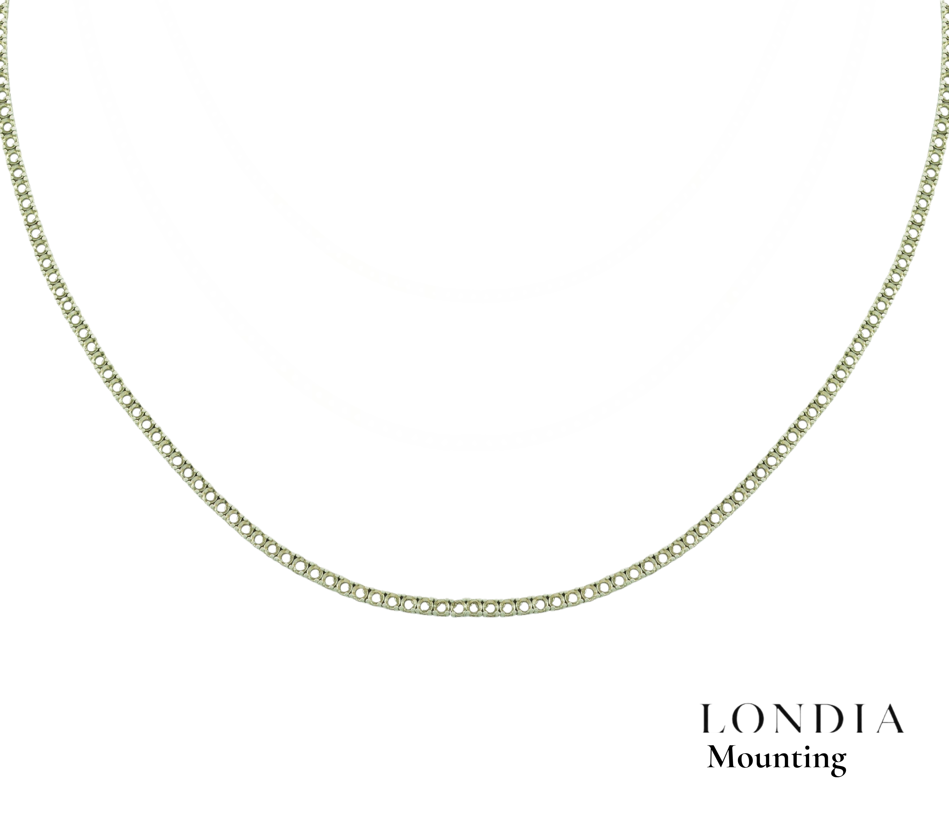 2,50 Mm 11,00 Ct. Mounting Superlight Tennis Necklace 14K Gold