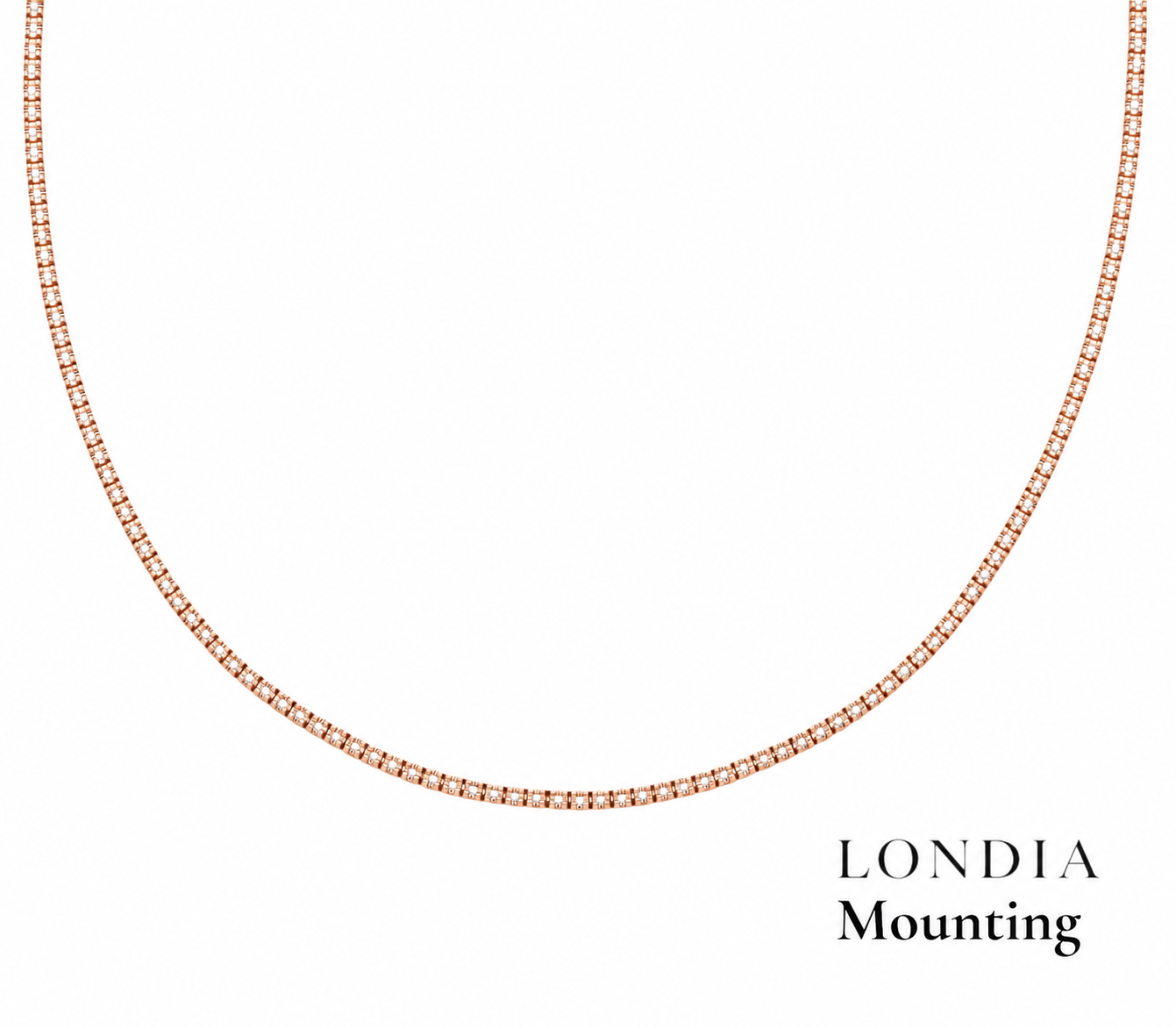 2,50 Mm 8.00 Ct. Mounting Tennis Necklace 14K Gold