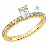 0.65 Ct. F Color HRD Certified Emerald Cut Diamond Side Stone Ring