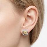 3.00 Carat Fancy Yellow Diamond Cushion Design 18K Gold Earrings