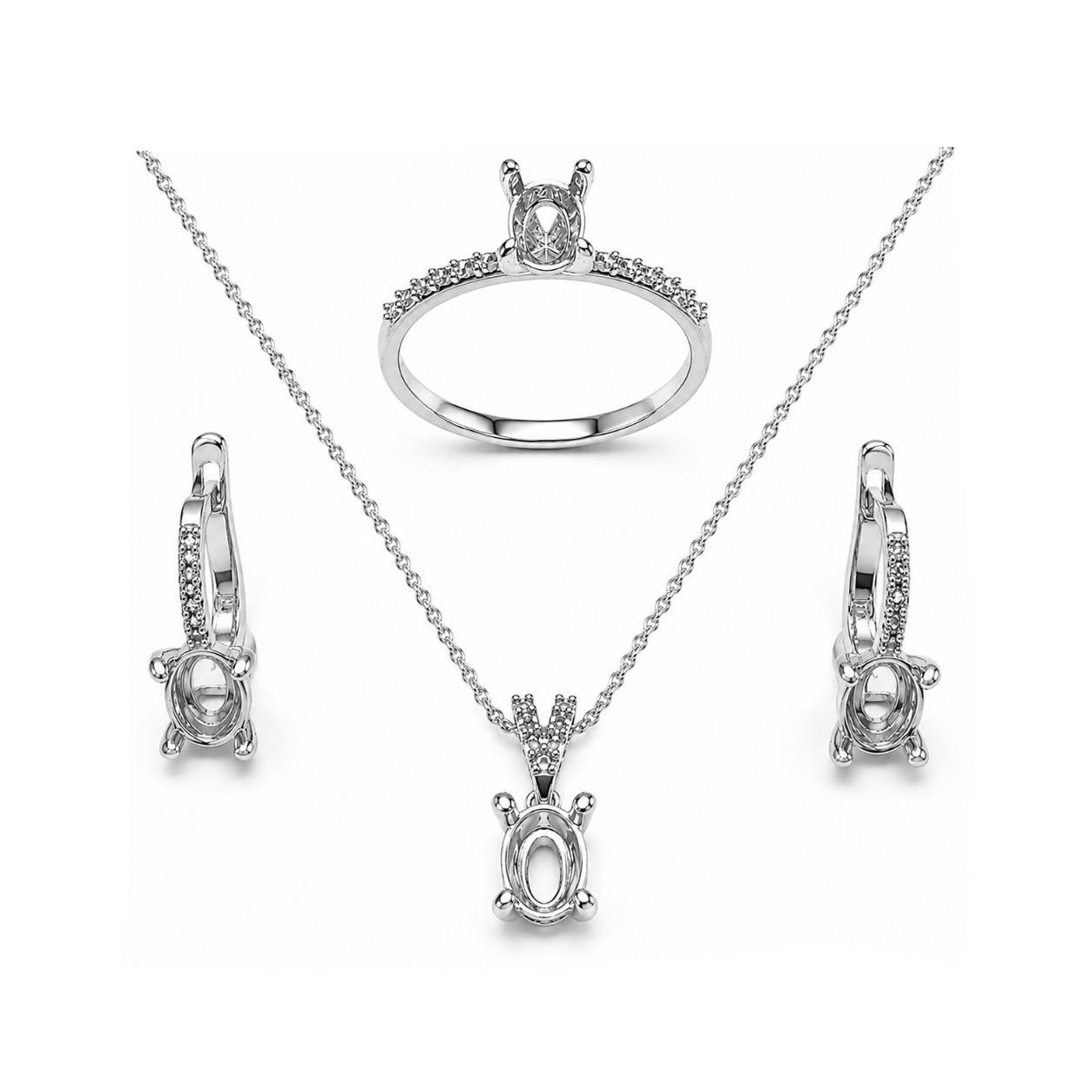 3.00 Ct. Oval Jewelry Mounting Set in 18K Gold