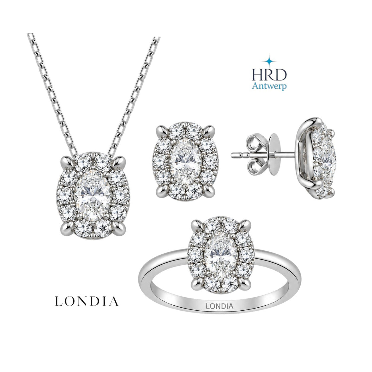 3.20 Carat Natural Diamond Magic Oval Design Bridal Set