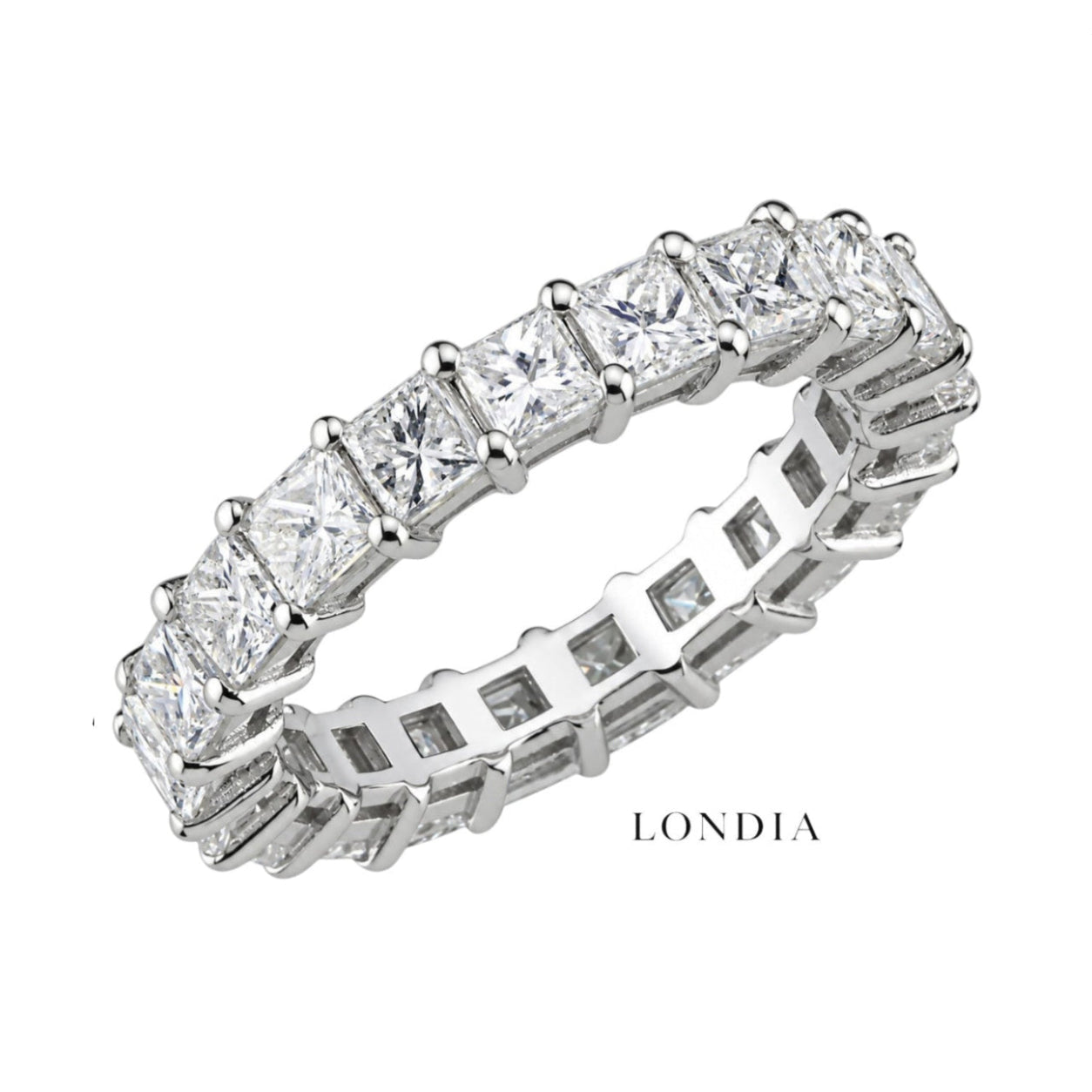 3.25 Ct. F Color Natural Diamond Princess Full Eternity Ring