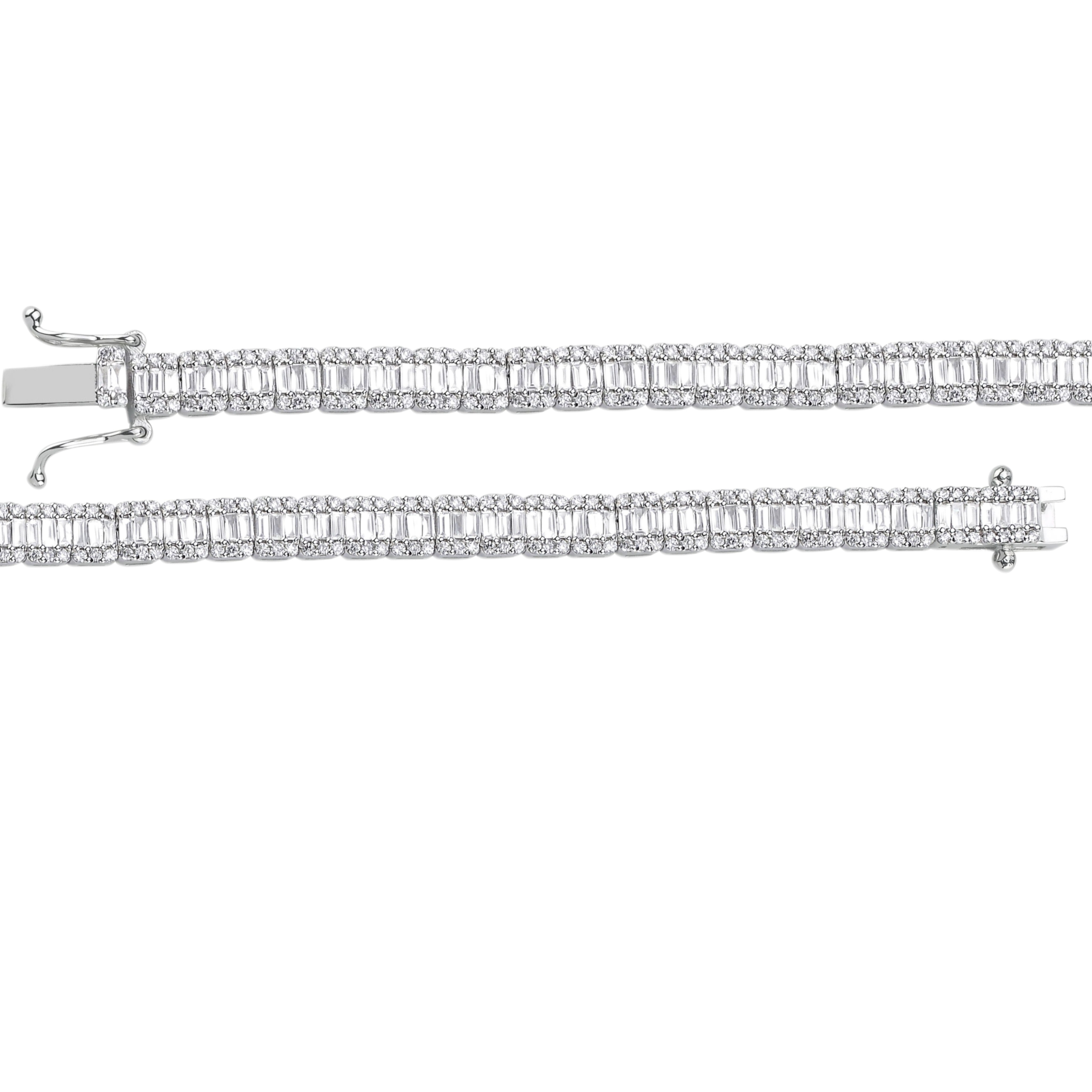 3.30 Ct. Natural Diamond Baguette Design Tennis Bracelet