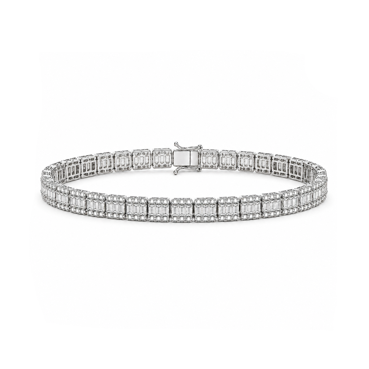 3.30 Ct. Natural Diamond Baguette Design Tennis Bracelet