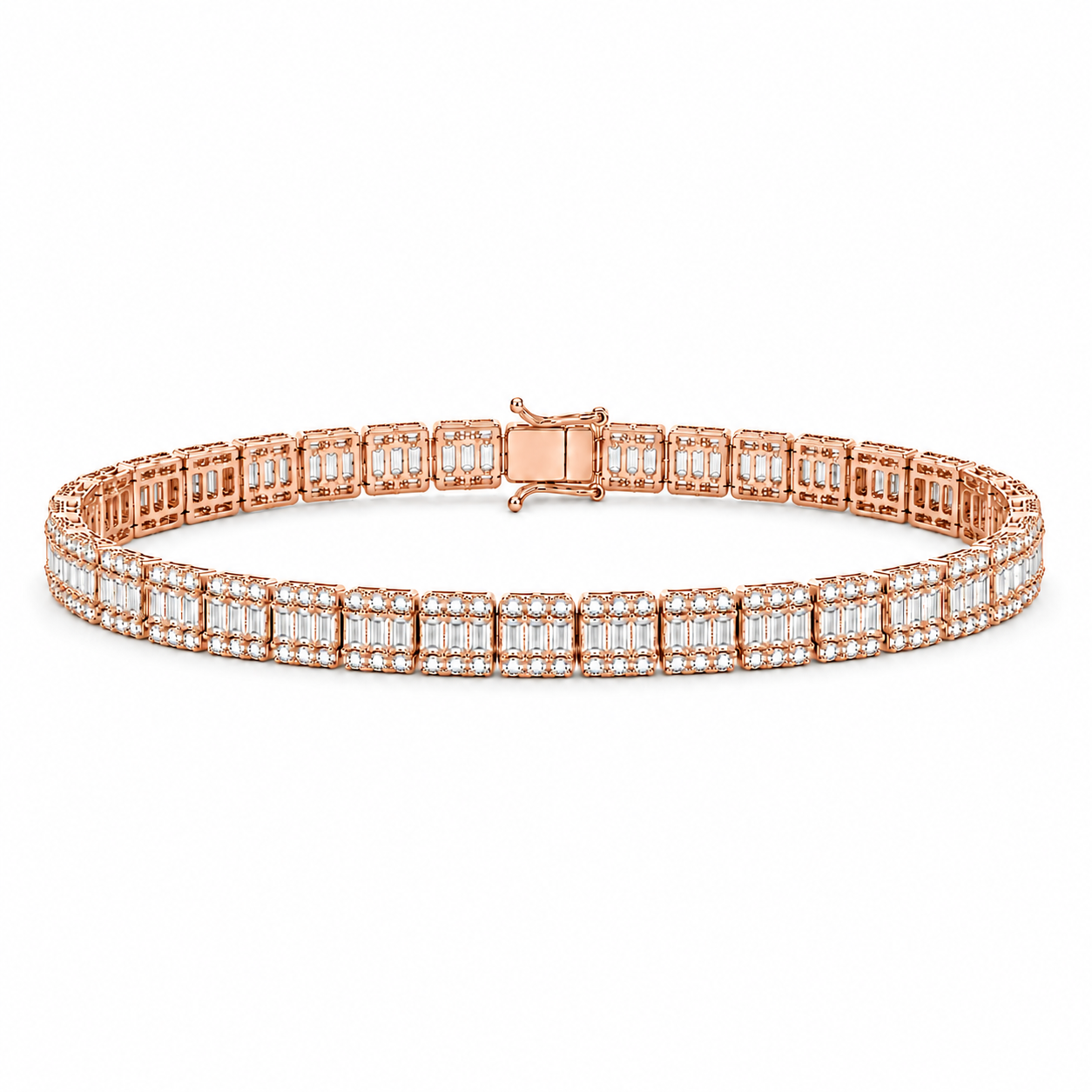 3.30 Ct. Natural Diamond Baguette Design Tennis Bracelet