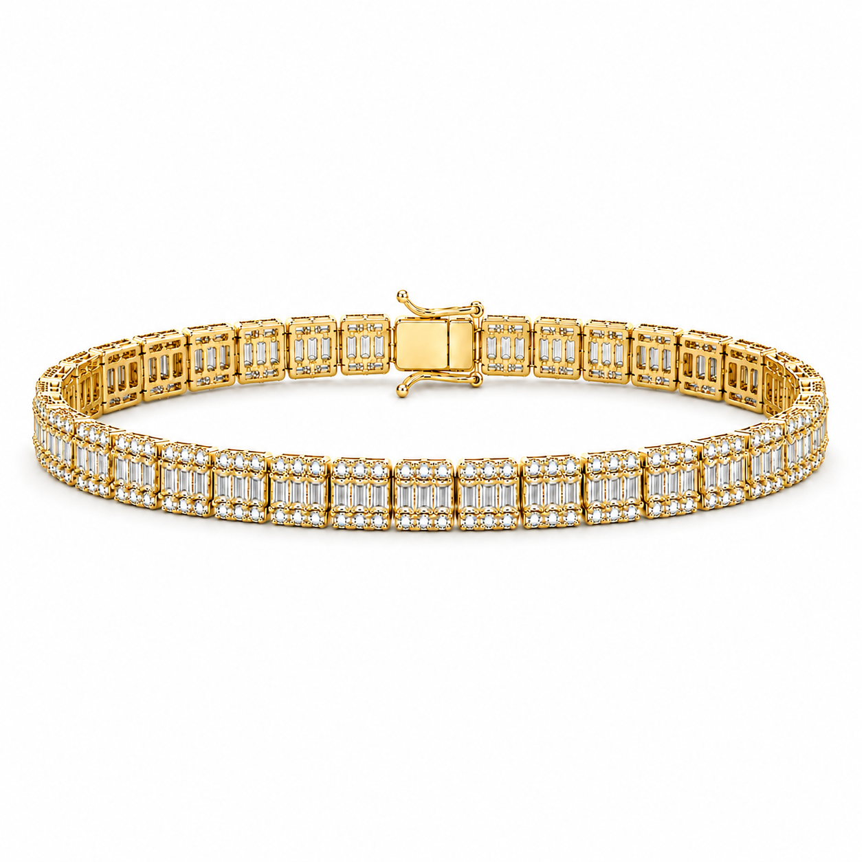 3.30 Ct. Natural Diamond Baguette Design Tennis Bracelet