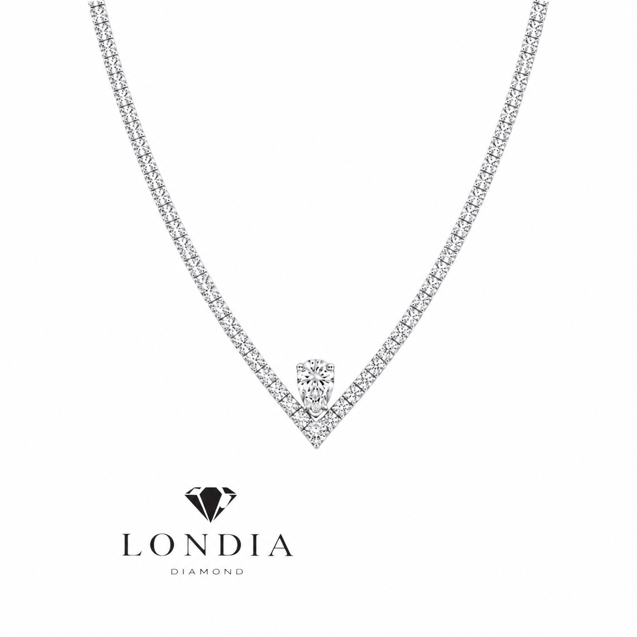 3.50 Carat Natural Diamond Aura Line Tennis Design Necklace