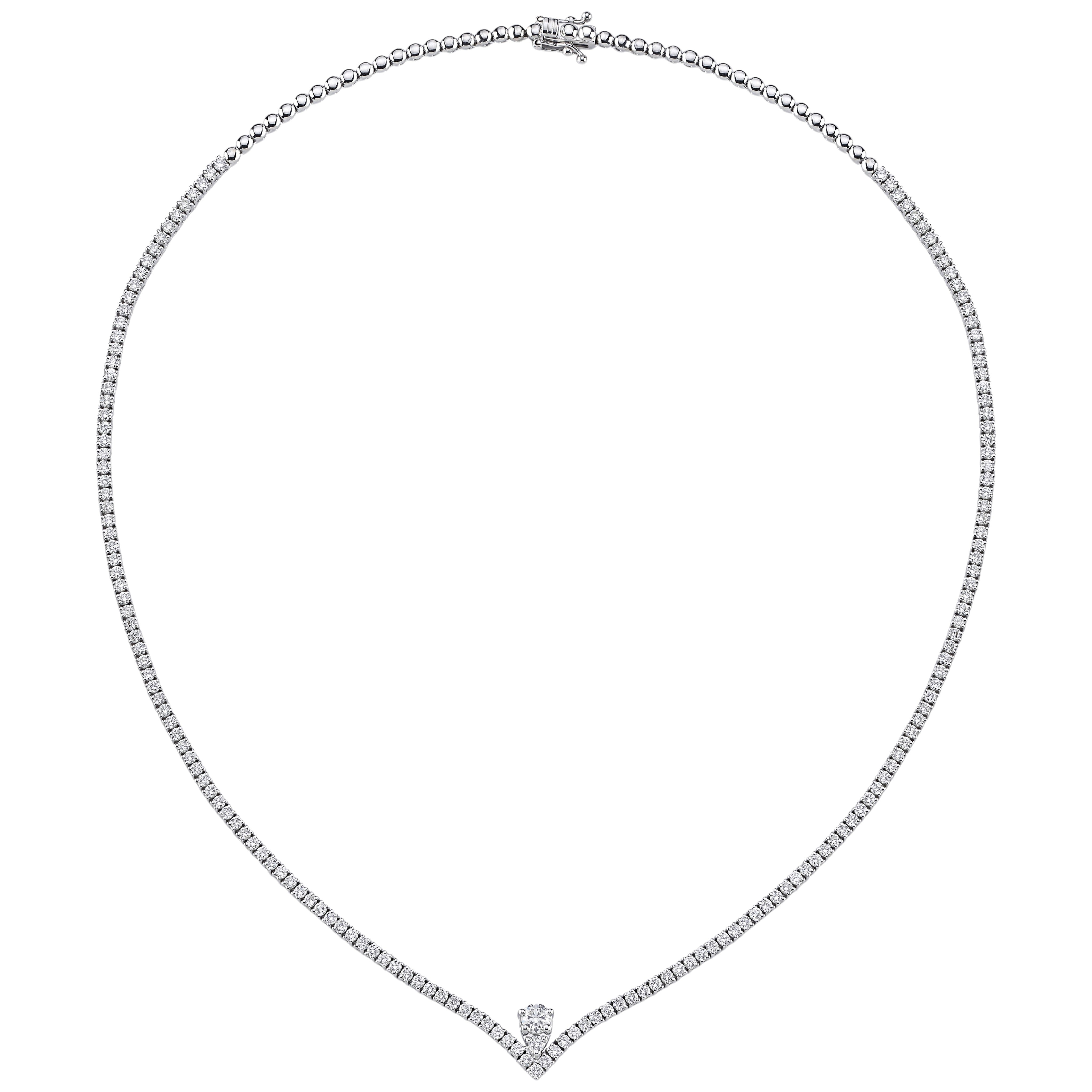 3.50 Carat Natural Diamond Aura Line Tennis Design Necklace