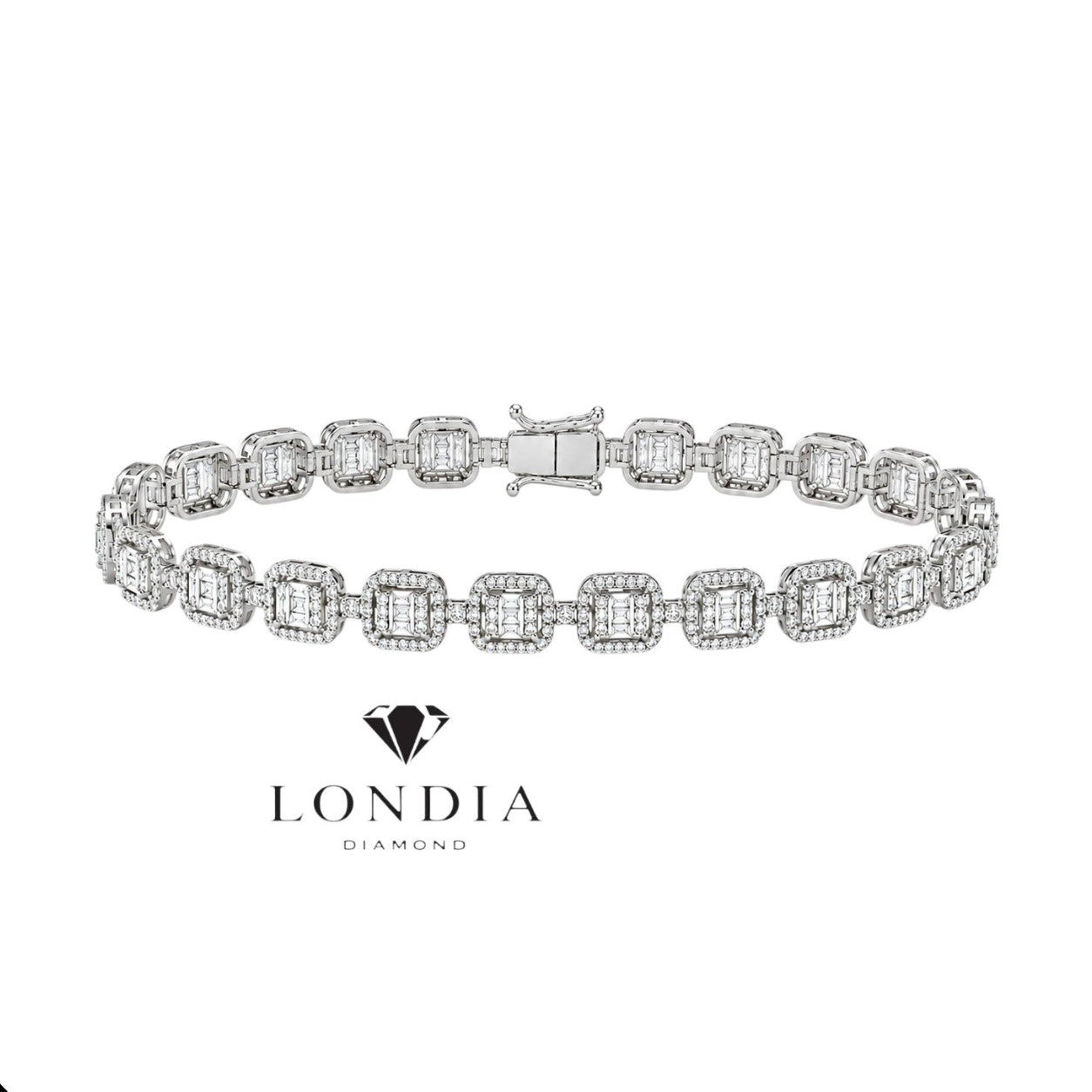 3.65 Carat Natural Diamond Baguette Design Tennis Bracelet