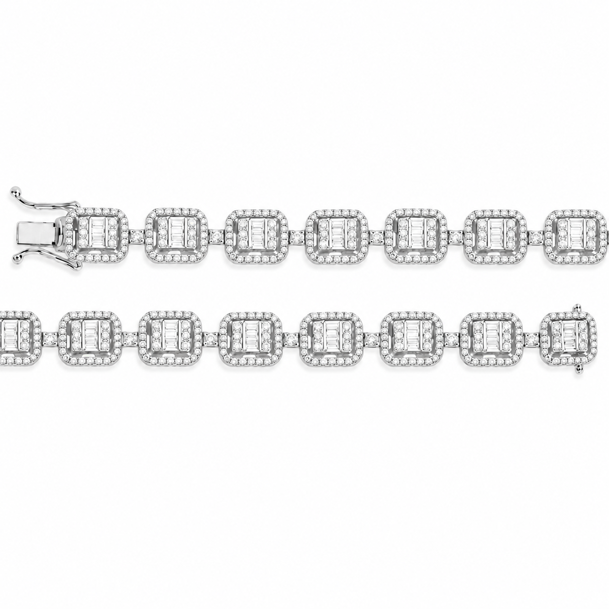 3.65 Carat Natural Diamond Baguette Design Tennis Bracelet