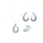 3.95 Carat Natural Diamond Designer Jewelry Set in 18K Gold