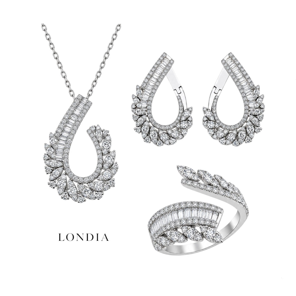 3.95 Carat Natural Diamond Designer Jewelry Set 