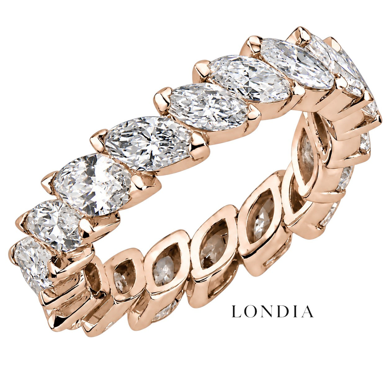 3 Carat F Color Natural Diamond Marquise Full Eternity Ring