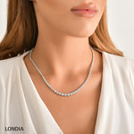 4.00 CTW Diamond Crown Design Graduated Tennis Necklace 14k Fine Gold