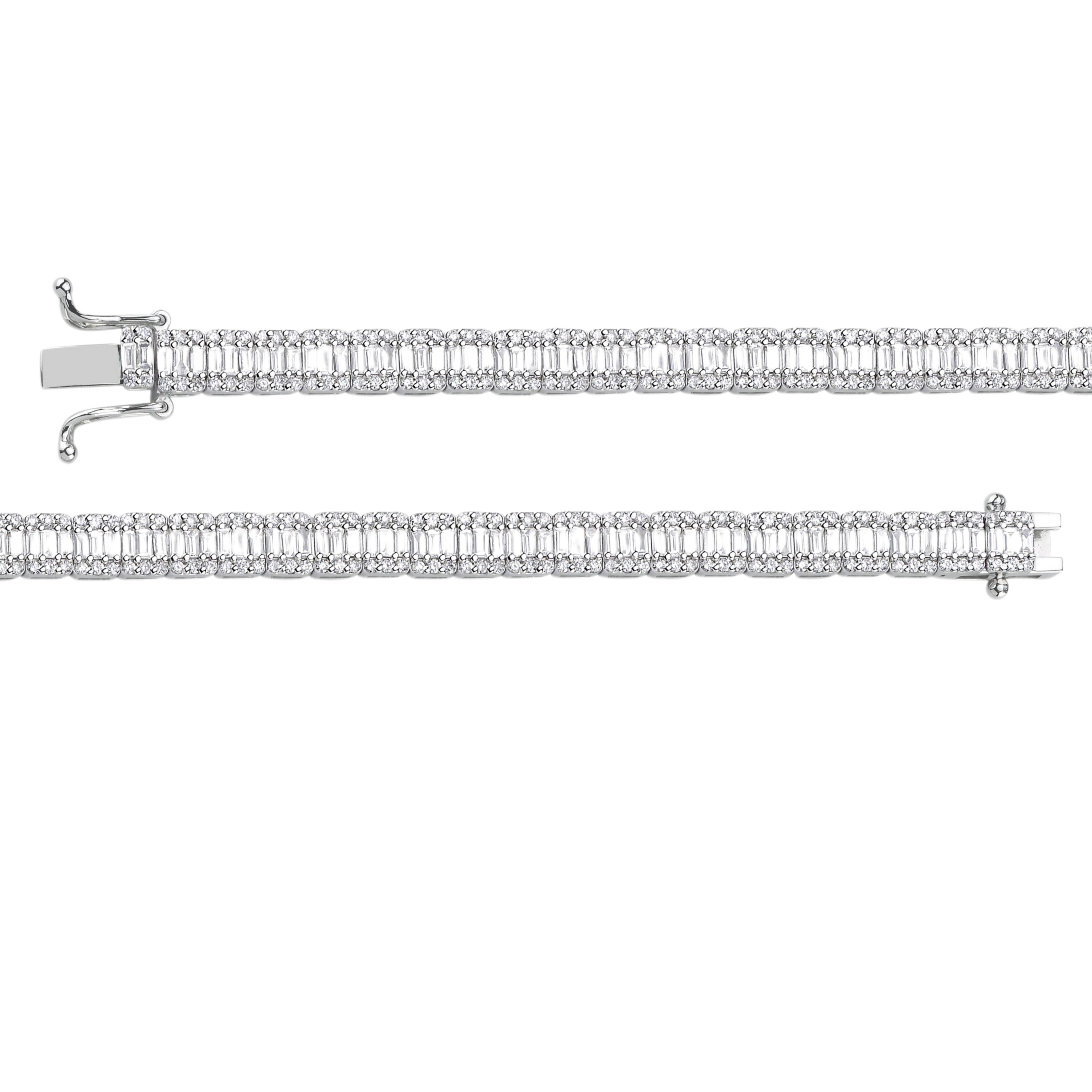 4.15 Ct. Natural Diamond Baguette Design Tennis Bracelet