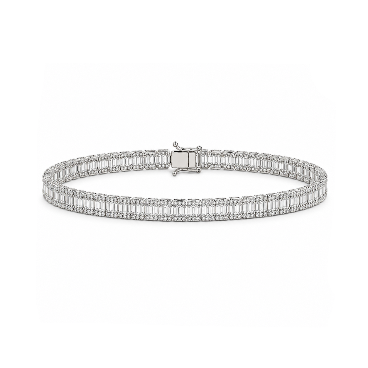 4.15 Ct. Natural Diamond Baguette Design Tennis Bracelet