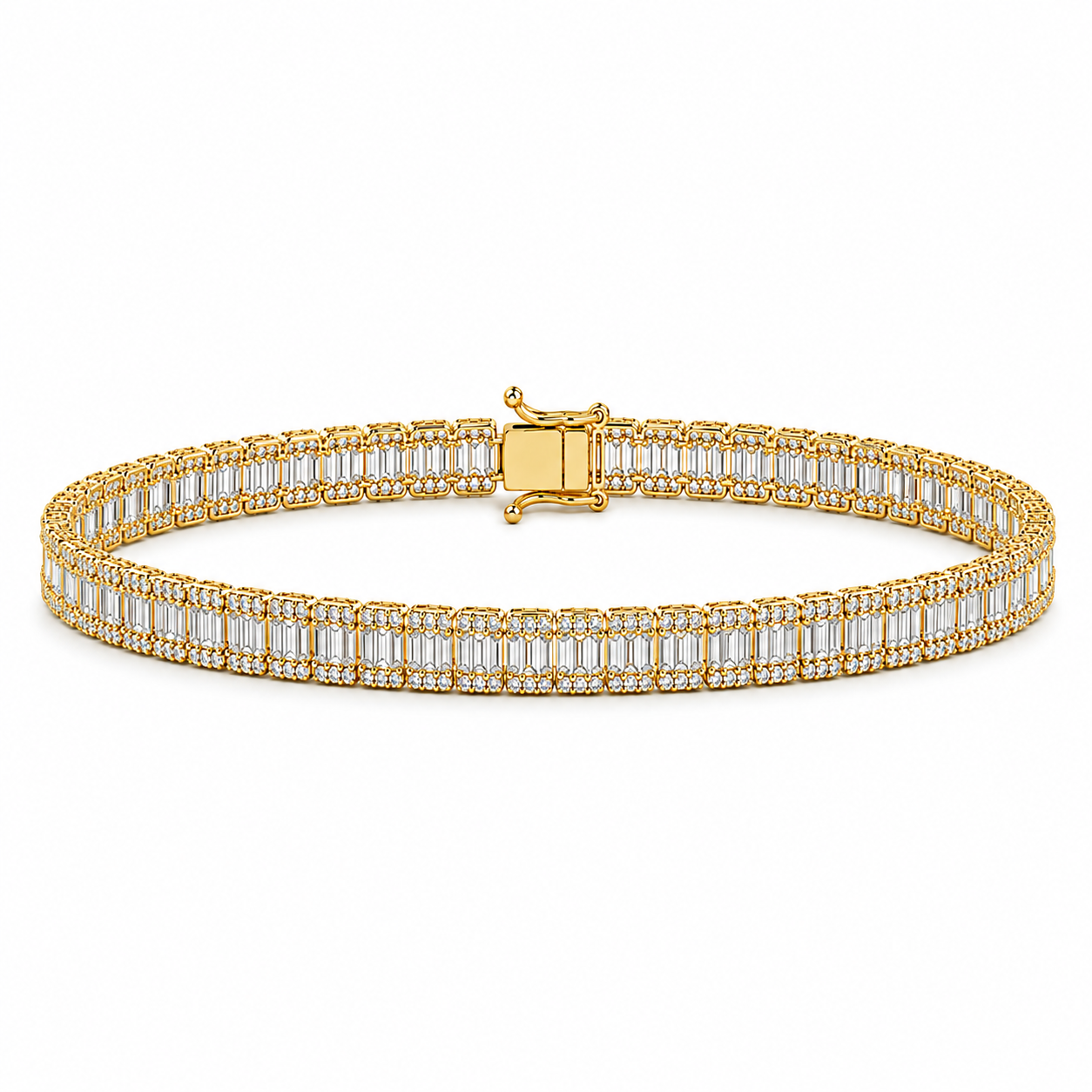 4.15 Ct. Natural Diamond Baguette Design Tennis Bracelet