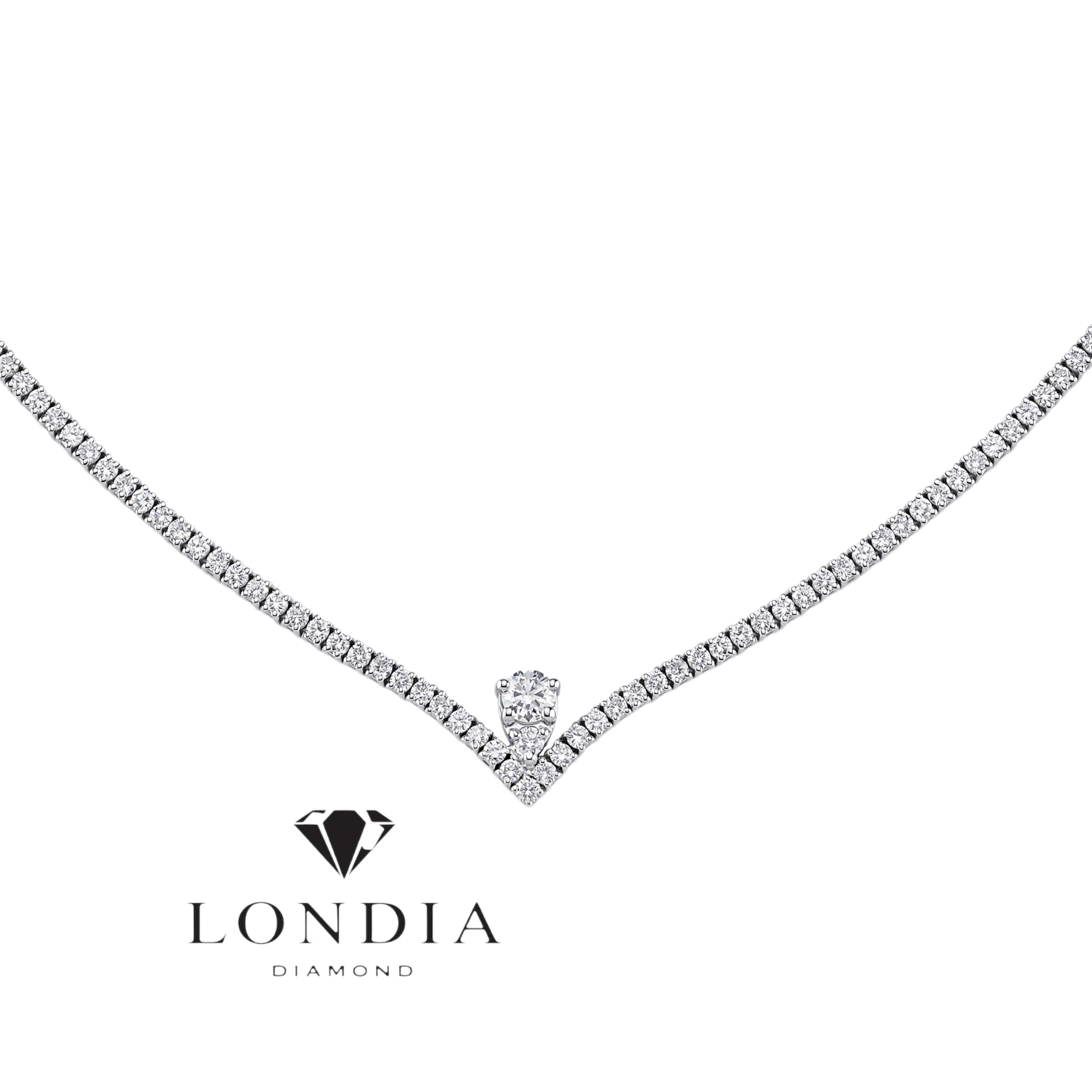 4.35 Carat Natural Diamond Aura Line Tennis Design Necklace
