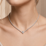 4.35 Carat Natural Diamond Aura Line Tennis Design Necklace