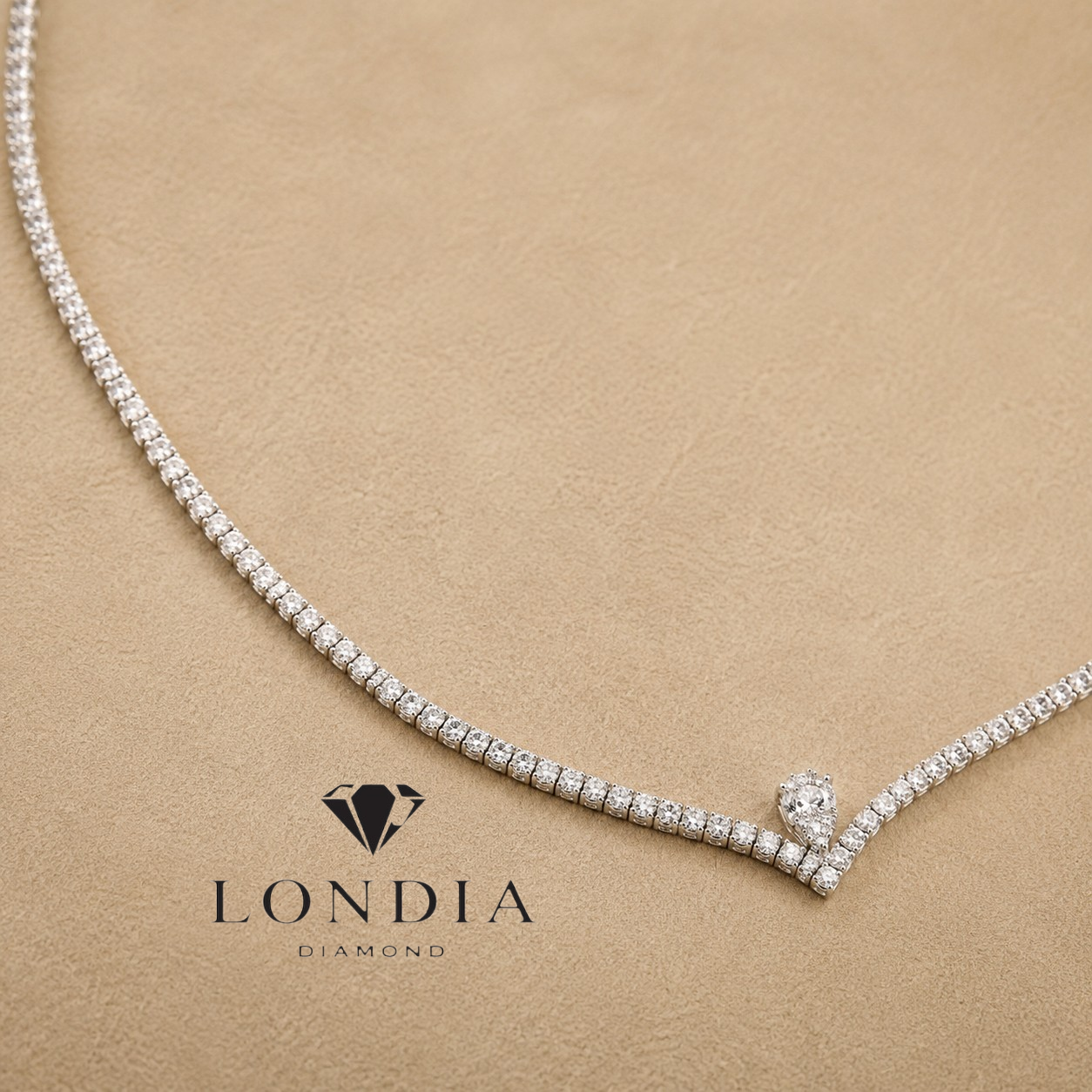 4.35 Carat Natural Diamond Aura Line Tennis Design Necklace