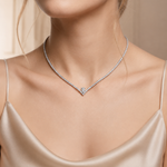 4.35 Carat Natural Diamond Aura Line Tennis Design Necklace