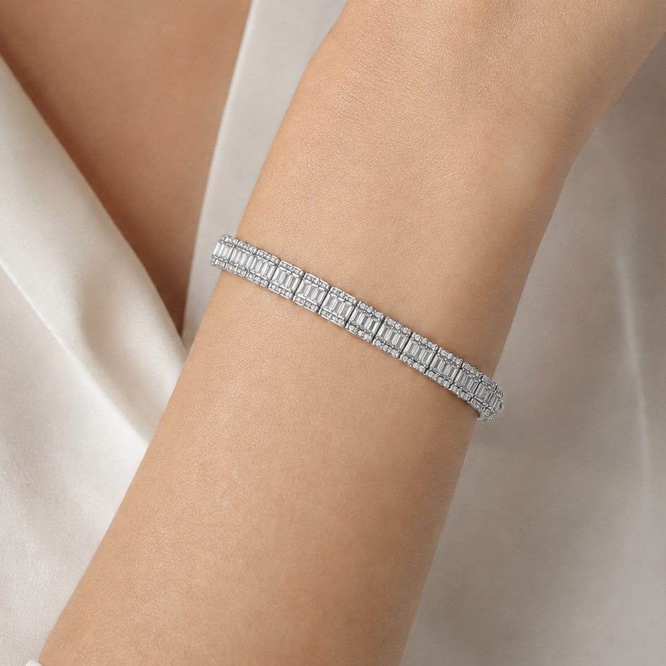 4.60 Ct. Natural Diamond Baguette Design Tennis Bracelet