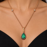 4.65 Carat Pear Cut Emerald Charm Necklace