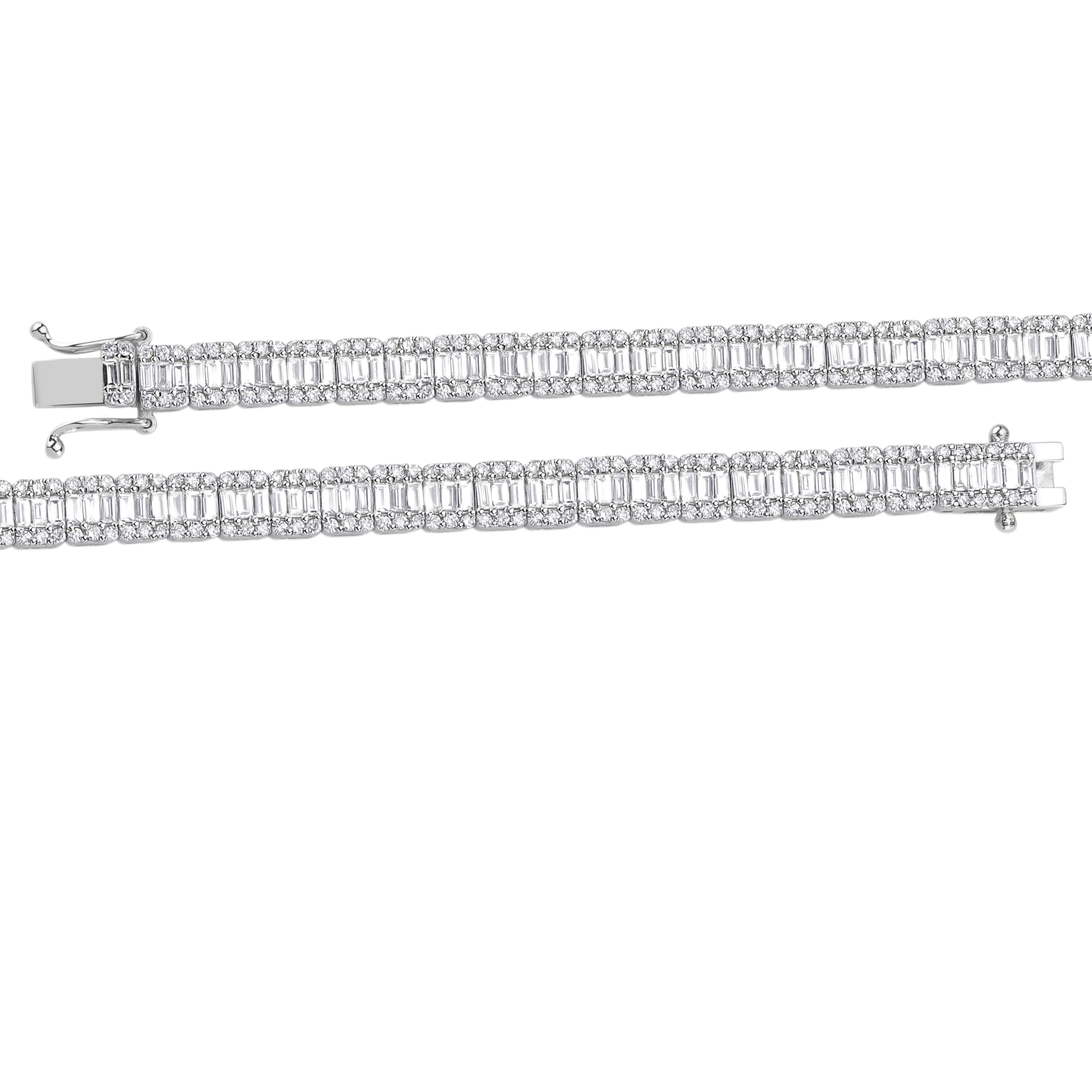4.85 Ct. Natural Diamond Baguette Design Tennis Bracelet