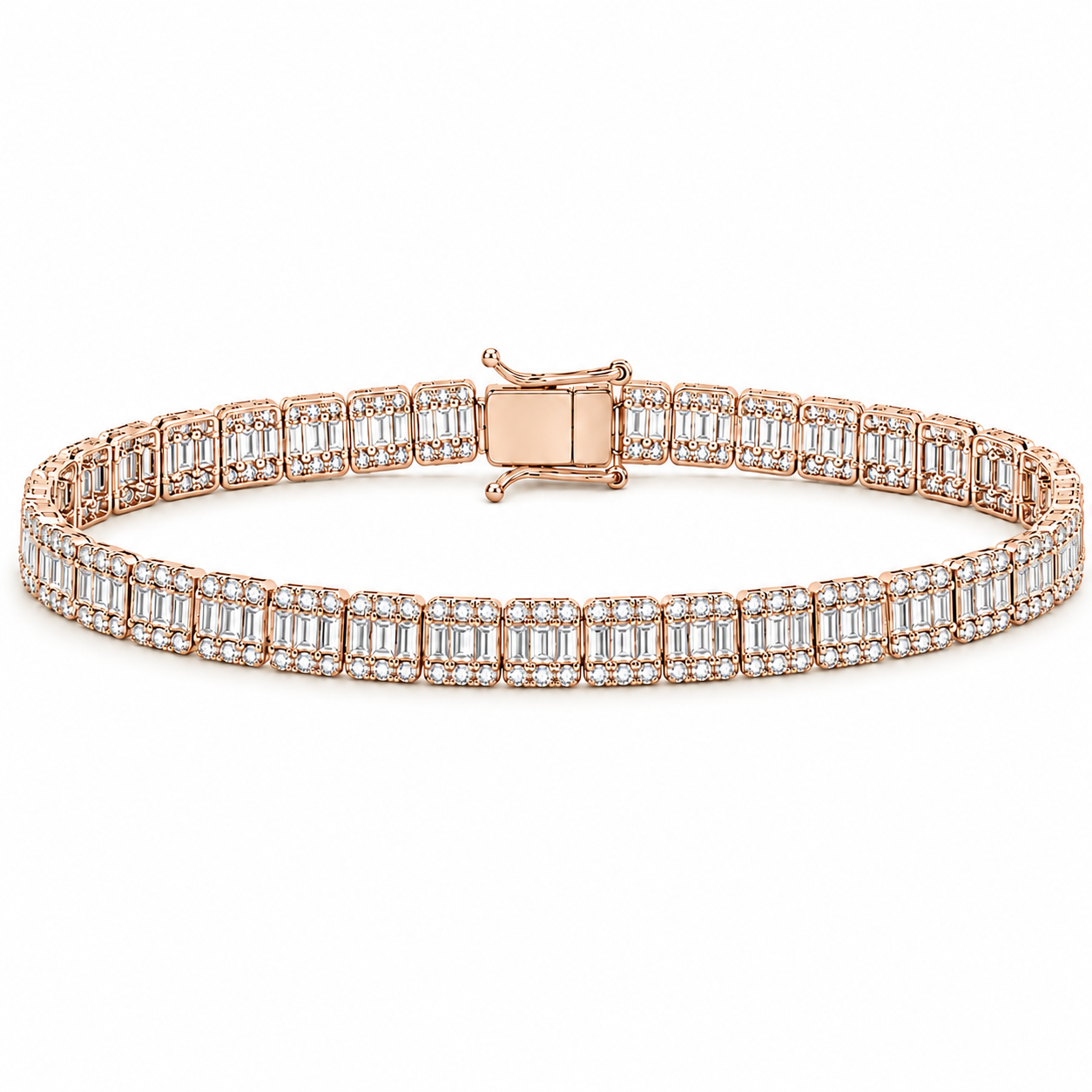 4.85 Ct. Natural Diamond Baguette Design Tennis Bracelet